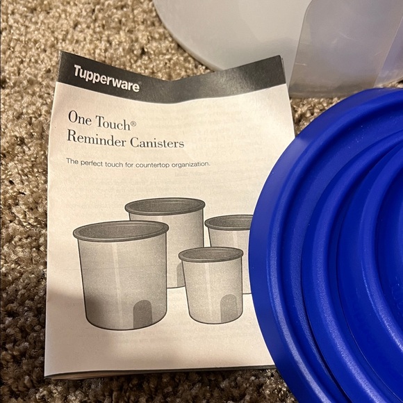 Tupperware White Container with Blue Lids. New - Picture 2 of 3